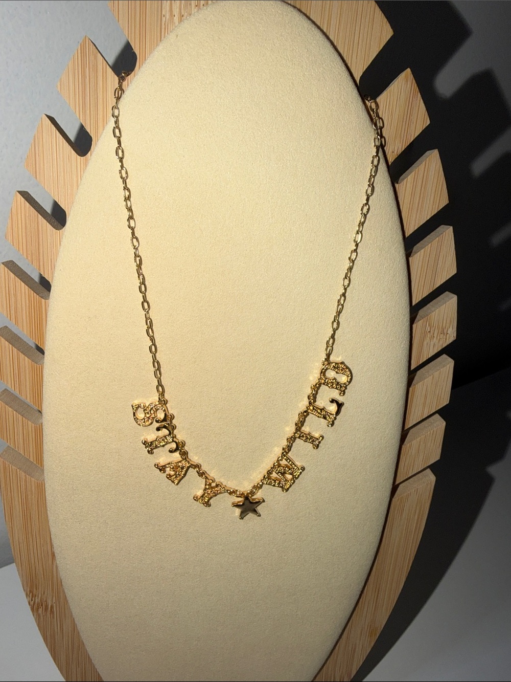 Gold Letter Pendant Necklace with Star Charm - Women Jewelry